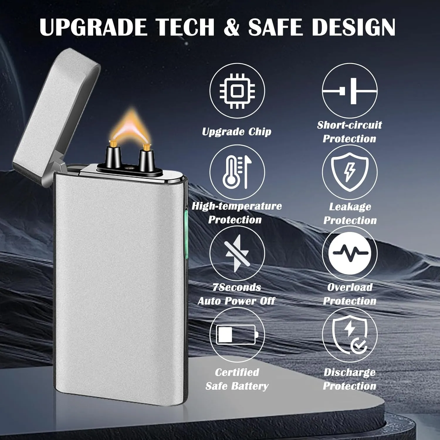 Electric Lighter, USB C Rechargeable Plasma High Power Windproof Flame Lighters for Candles, Camping, and Daily Use (Matte Silver)