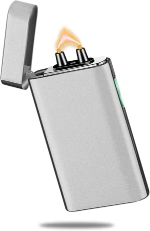 Electric Lighter, USB C Rechargeable Plasma High Power Windproof Flame Lighters for Candles, Camping, and Daily Use (Matte Silver)