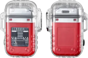Electric Lighter Waterproof Transparent Plasma Arc Lighter with LED Battery Indication Type C Rechargeable Lighter Outdoor Windproof Lighter for Camping,Candle (Red)