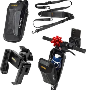 Electric Scooter Accessories - Storage Bag 3L Waterproof EVA Hard Shell, Scooter Phone Holder & 90" Scooter Strap - Essential Electric Scooter Accessory for Adults, Urban Riders, and Daily Commuters