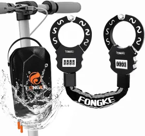 Electric Scooter Lock, 4 Digit Combination Bike Locks, 8mm Bicycle Locks Heavy Duty, Scooter Lock Anti Theft with Waterproof Bag, Cable Padlock for E Bike, Motorbikes, Motorcycle
