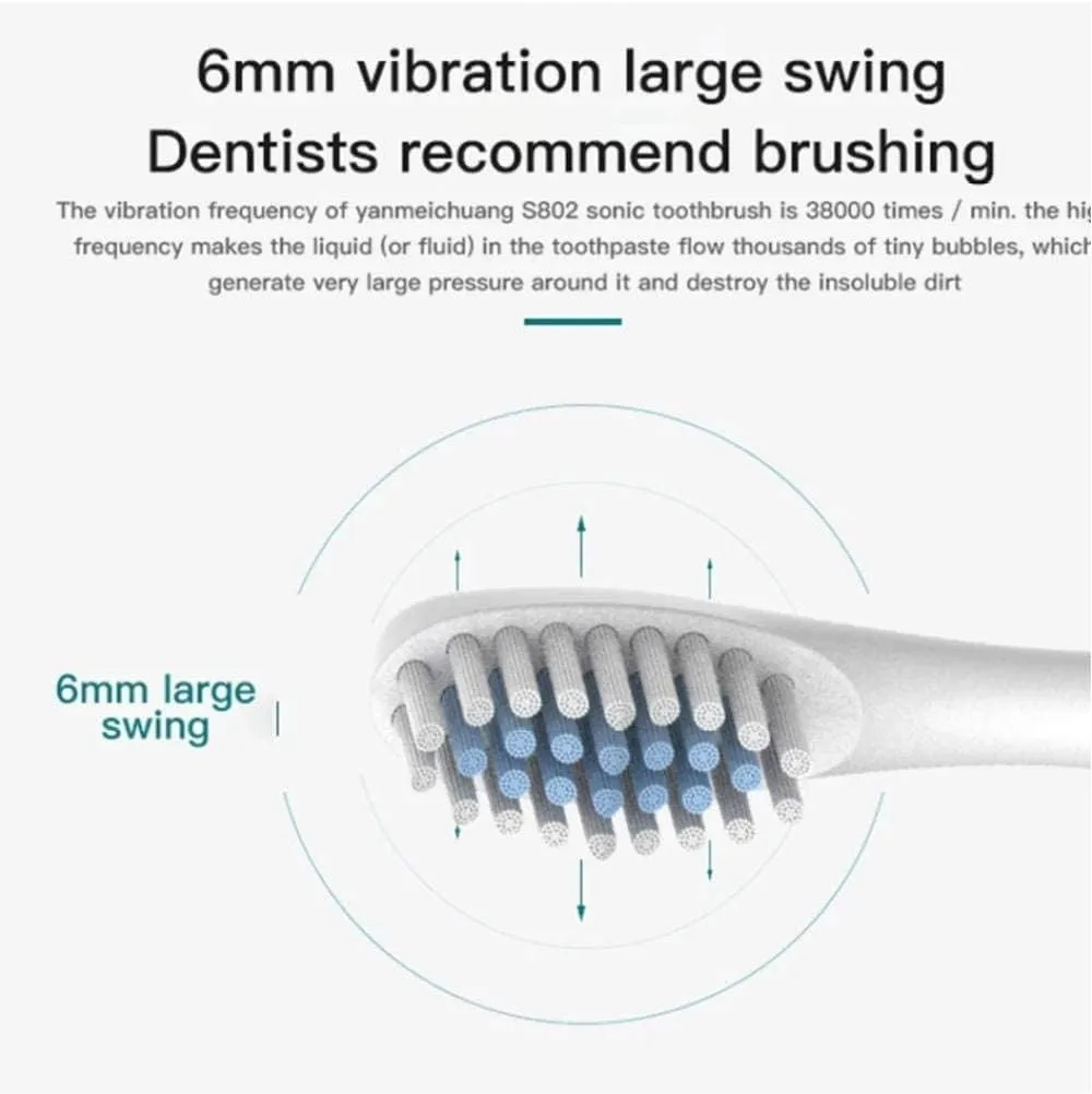 Electric Toothbrush USB Rechargeable with Replacement Toothbrush Heads 5 Modes Washable Ultrasonic Whitening Tooth Brush for Adult (Color : Pink)