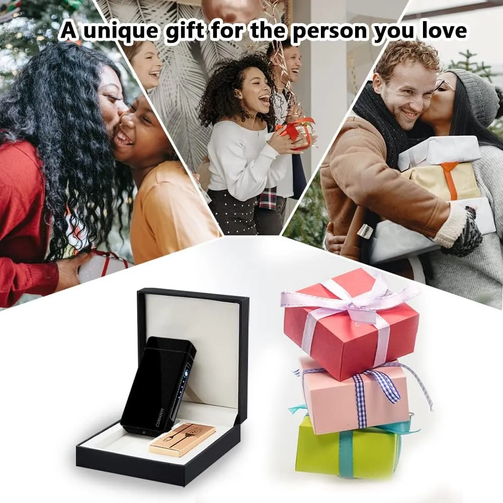 Electric USB Rechargeable Torch Lighter - Plasma Big Flame Arc Windproof Cool High Power Candle Lighter with Gift Box for Holiday, Birthday, Gift for Men and Women (Matte Black)