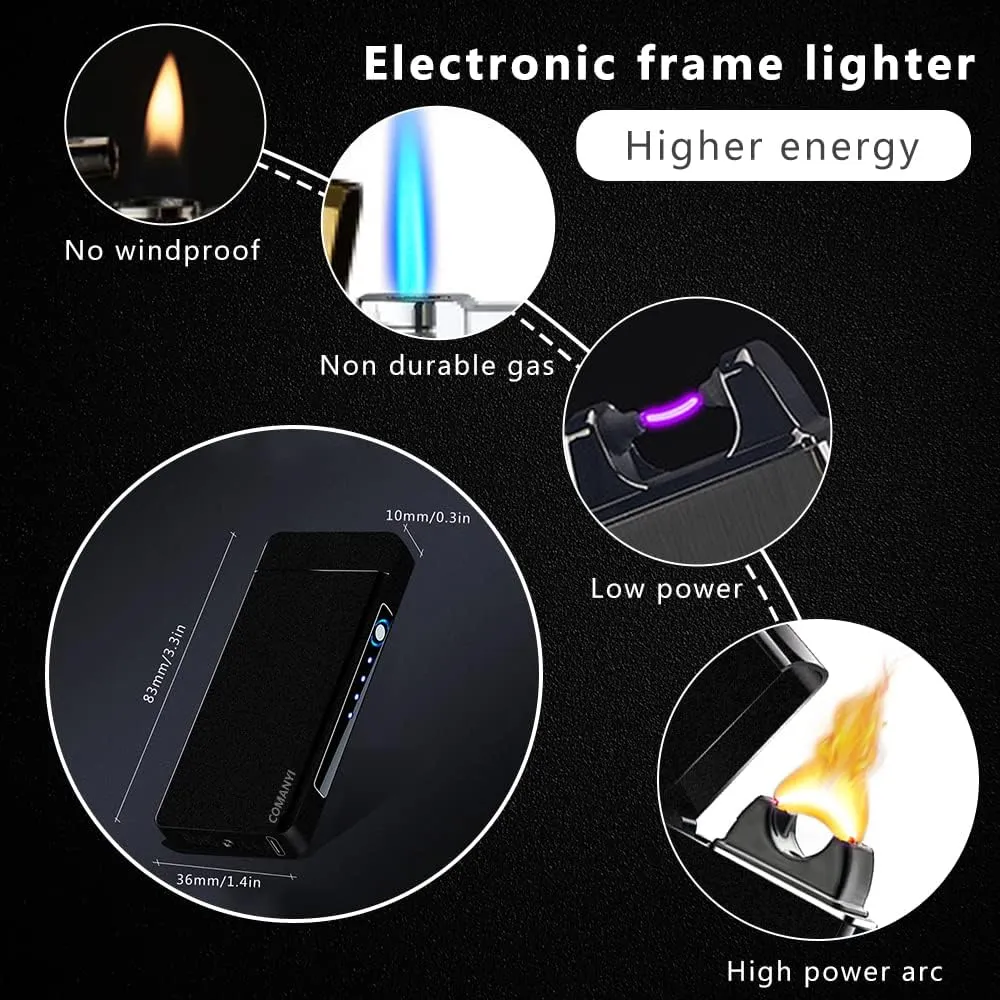 Electric USB Rechargeable Torch Lighter - Plasma Big Flame Arc Windproof Cool High Power Candle Lighter with Gift Box for Holiday, Birthday, Gift for Men and Women (Matte Black)