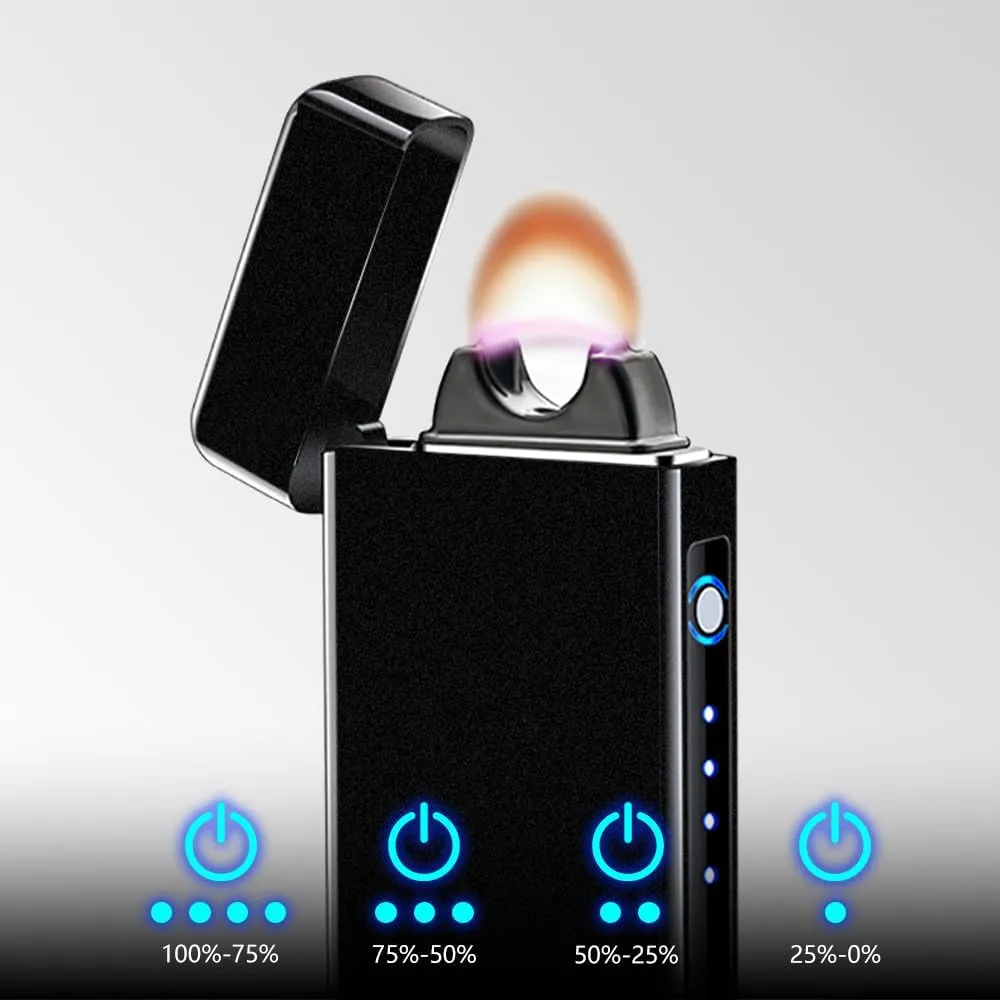 Electric USB Rechargeable Torch Lighter - Plasma Big Flame Arc Windproof Cool High Power Candle Lighter with Gift Box for Holiday, Birthday, Gift for Men and Women (Matte Black)