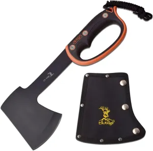 Elk Ridge - Outdoors Axe - 14.5-in Overall, Black Stainless Steel Axe Head, Black and Orange Nylon Fiber and Rubber Handle, Nylon Sheath - Camping, Hunting, Survival - ER-AXE1