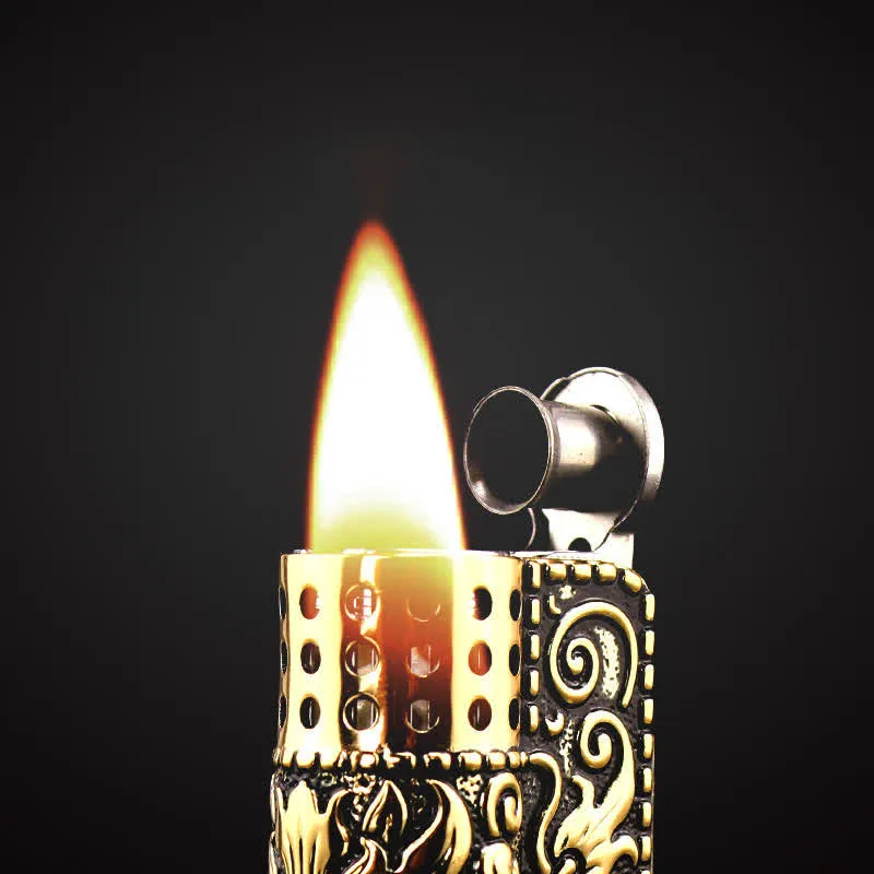 Embossed Dragon Detachable Shell Refillable Kerosene Lighter