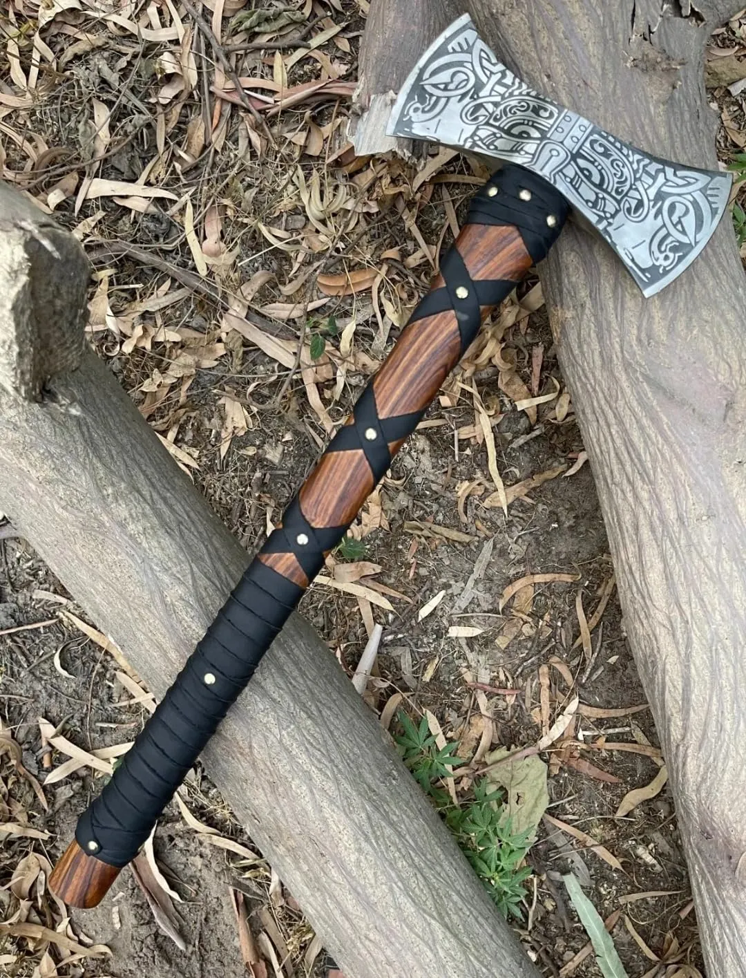 Empire Handmade High Carbon Steel Double Edge Tomahawk - Viking Axe - Valhalla Axe with Sheath - Hunting Axe - Perfect Leather Grip - Hatchet by Empire Industry