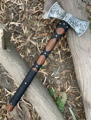 Empire Handmade High Carbon Steel Double Edge Tomahawk - Viking Axe - Valhalla Axe with Sheath - Hunting Axe - Perfect Leather Grip - Hatchet by Empire Industry