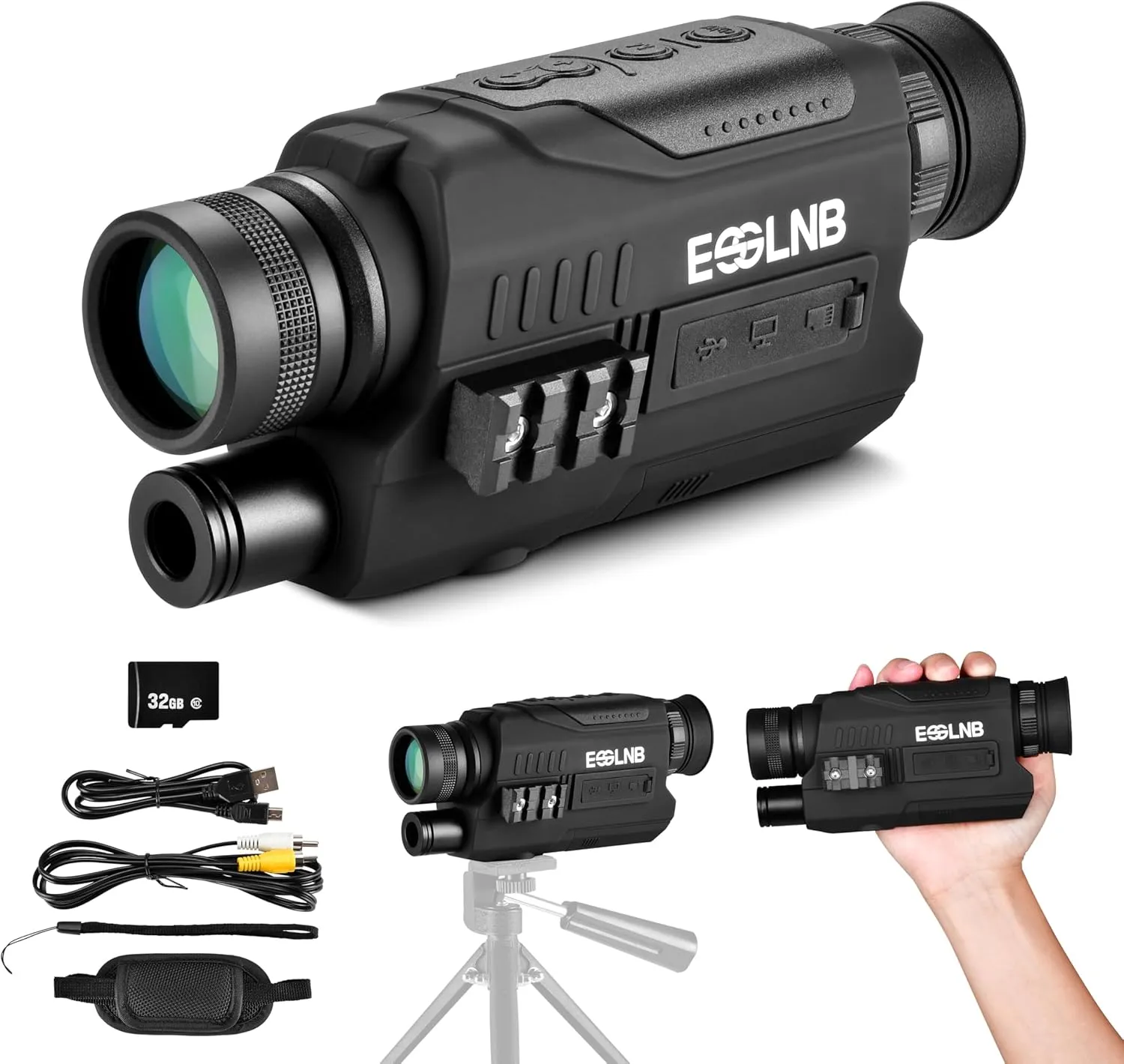 ESSLNB Night Vision Monocular, 6x32 Night Vision Infrared Monocular, Portable Digital Night Vision Scopes for Day & Night Camping, Surveillance, 1080P Full HD Photo & Video