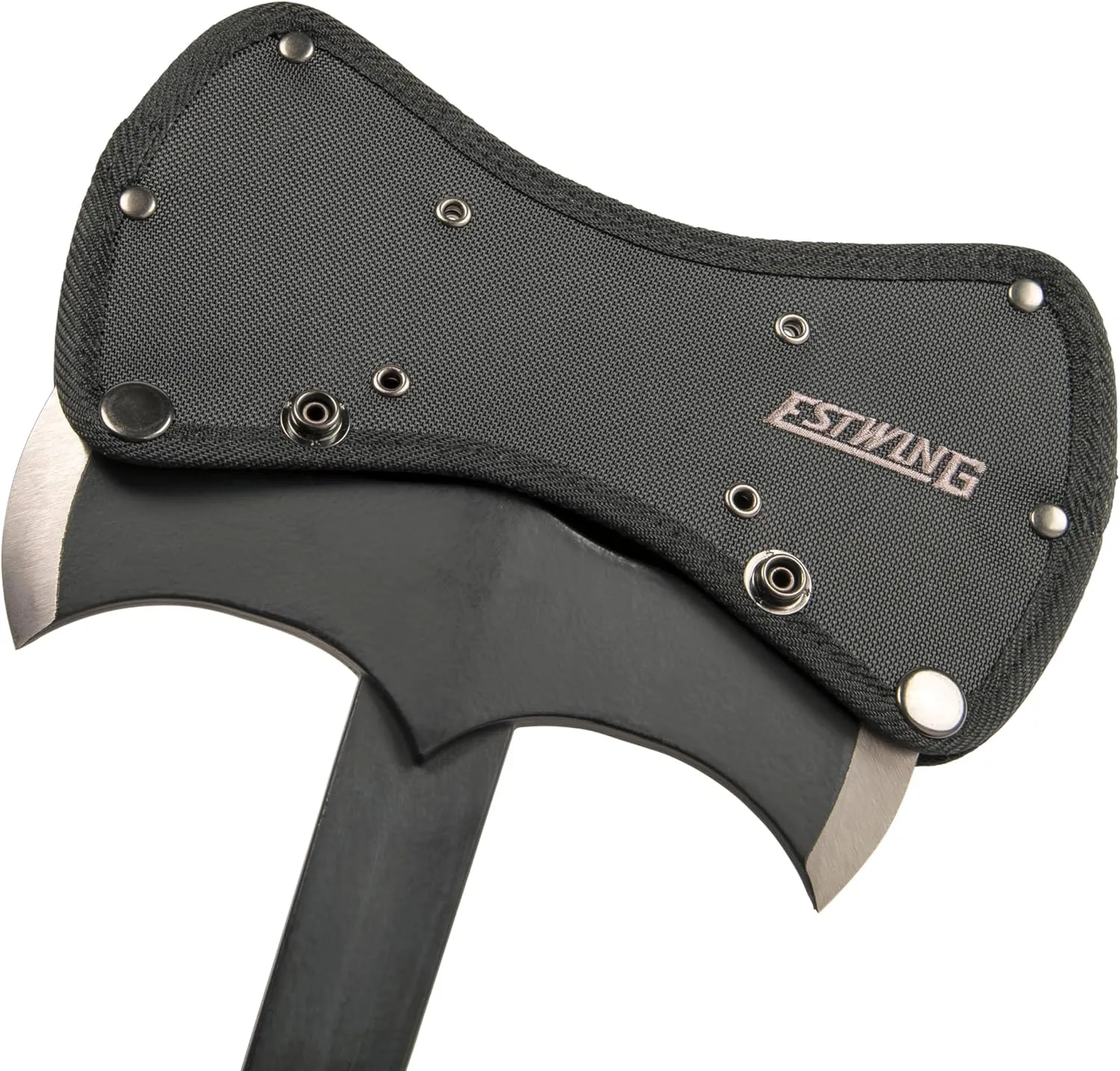 Estwing - Drake Off Road Tools Double Bit Axe - 38 oz Wood Spitting Tool with Forged Steel Construction & Shock Reduction Grip - EDBA Leather