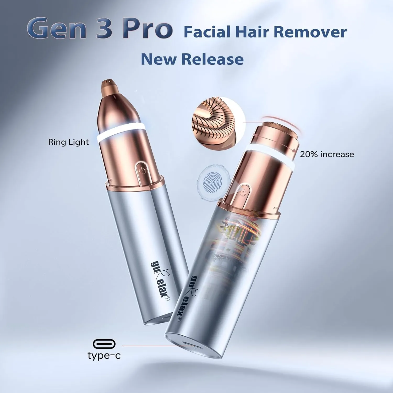 Facial Hair Removal for Women, Facial Eyebrow Trimmer, 2-in-1 Face Shaver, Painless Facial Razor for Lip, Chin, Peach Fuzz