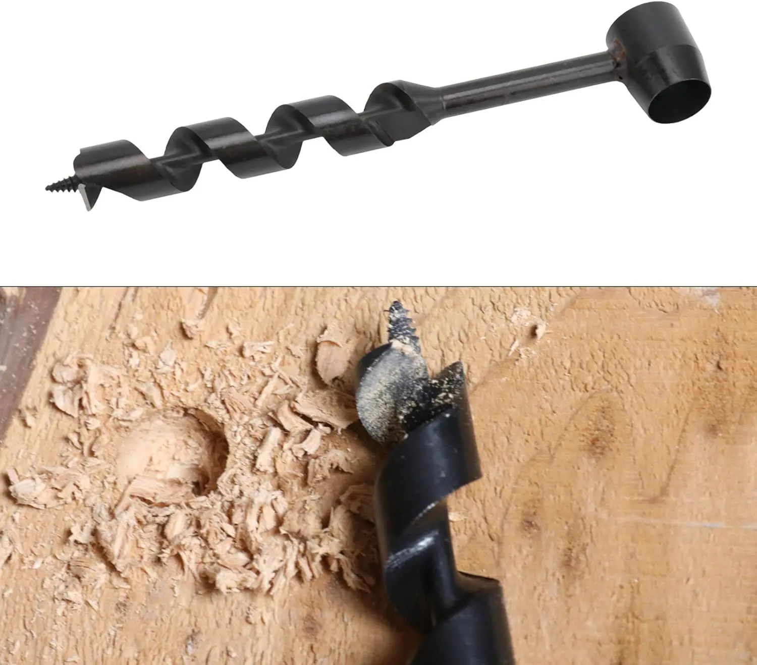 Fafeicy Manual Auger Drill, Survival Wood Punching Tool, Black Portable Manual Auger Drill Bit for Wilderness Woodworking, Buildingmaterials