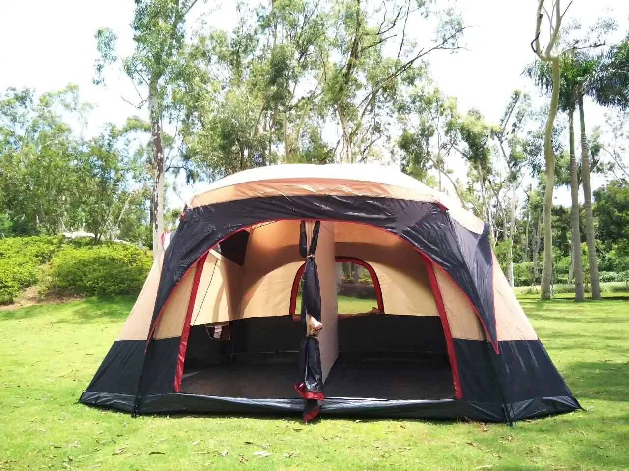 Family Camping Tent for 4-6 Person, 2 Room Waterproof Cabin Tent with Divided Curtains, Easy Setup with Rainfly & Carry Bag, Spacious Outdoor Shelter for Camping, Hiking, or Backyard Use