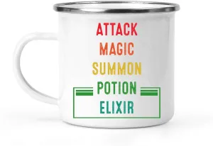 Fantasy Gamer's Gift for Son - Ff7 Battle - Aeris, Tifa, Cloud, Squall Quote - 12 Oz White Stainless Steel Camping Mug