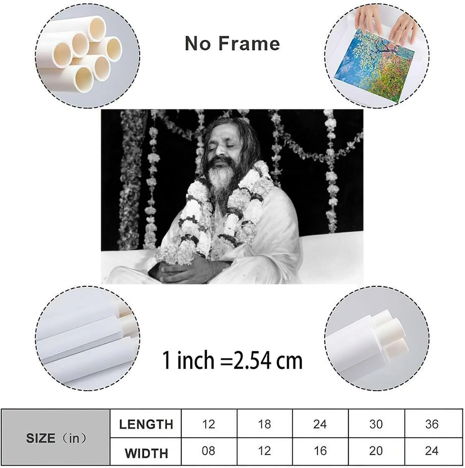 FDLCXHND Maharishi Mahesh Yogi Poster Portrait Art Poster Indian Yoga Guru Art Poster (4) Canvas Painting Posters And Prints Wall Art for Living Room Bedroom Decor 30x20inch(75x50cm)
