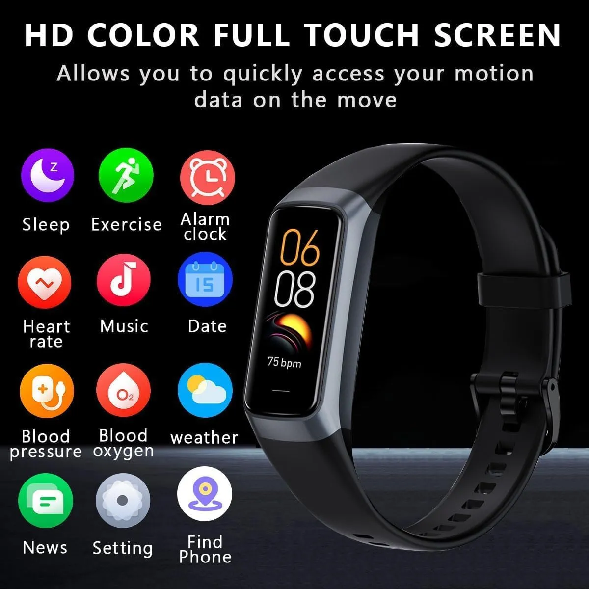 Fitness Tracker with 24/7 Blood Oxygen Heart Rate and Sleep Monitor,IP68 Waterproof,1.10''AMOLED Touch Color Screen,Step Counter Health Activity Trackers for Women Men