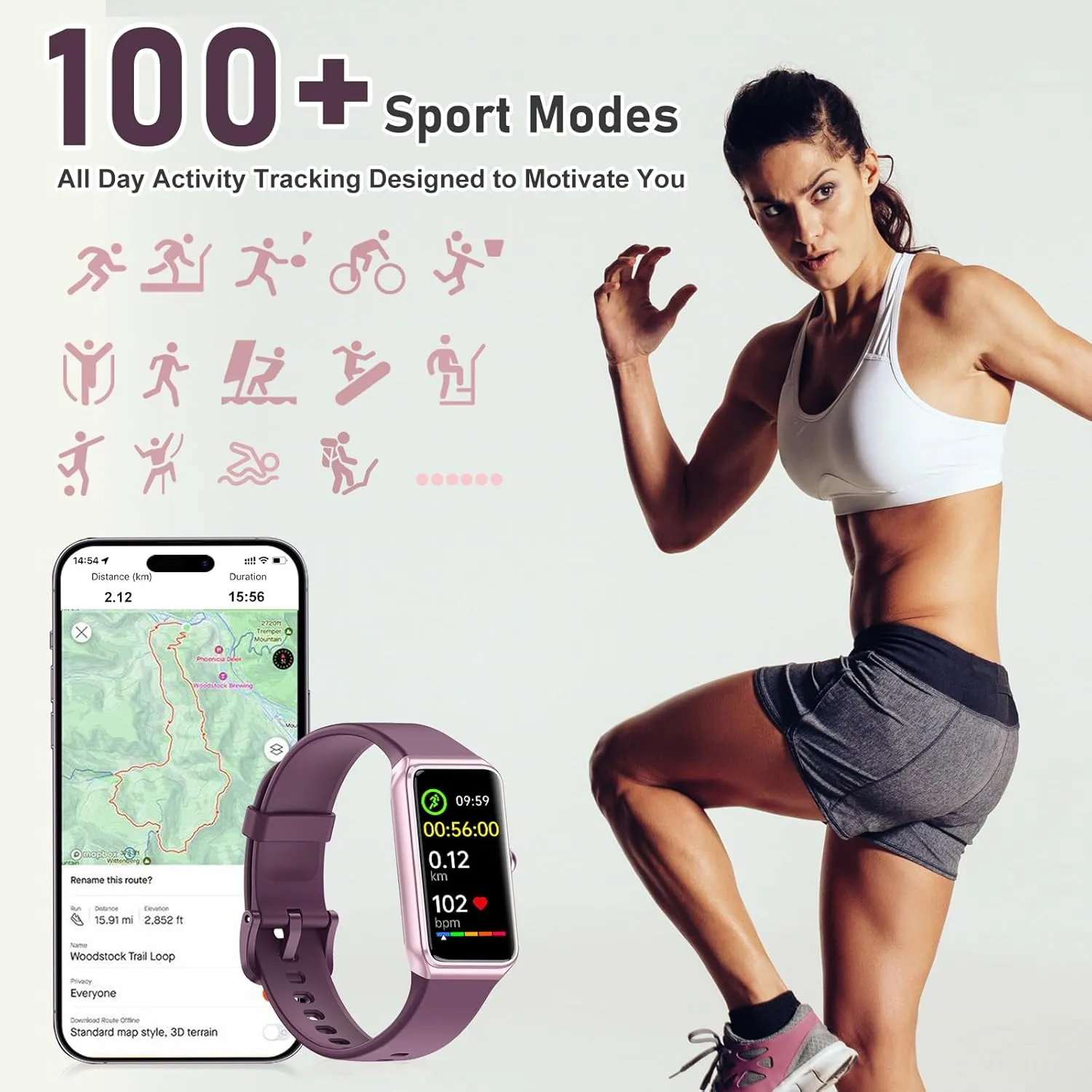 Fitness Tracker with 24/7 Heart Rate,Blood Pressure Sleep Tracking,104 Sports Modes Calories Smart Watch,IP68 Waterproof Step Counter Activity Trackers Pedometer for Android&iPhone Women Men