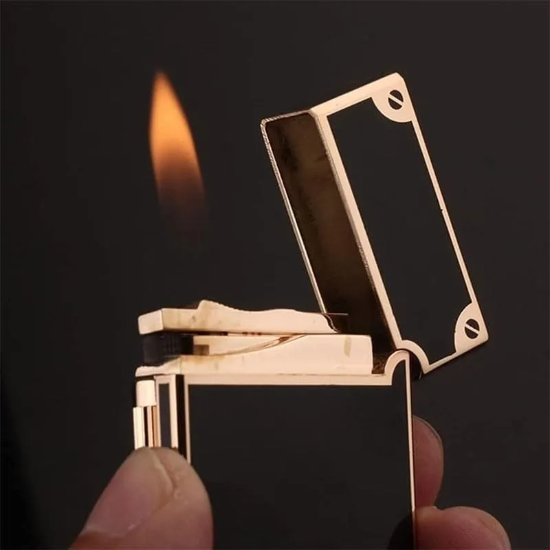 Flip Cover Flint Side Slip Igniter,Classic Grinding Wheel Lighter, Open Lid Ding Sound， Adjustable Soft Flame Lighter Butane Refillable Gas Lighter, Outdoor Cigarette/Cigar/Candle Gift Box Packaging(C