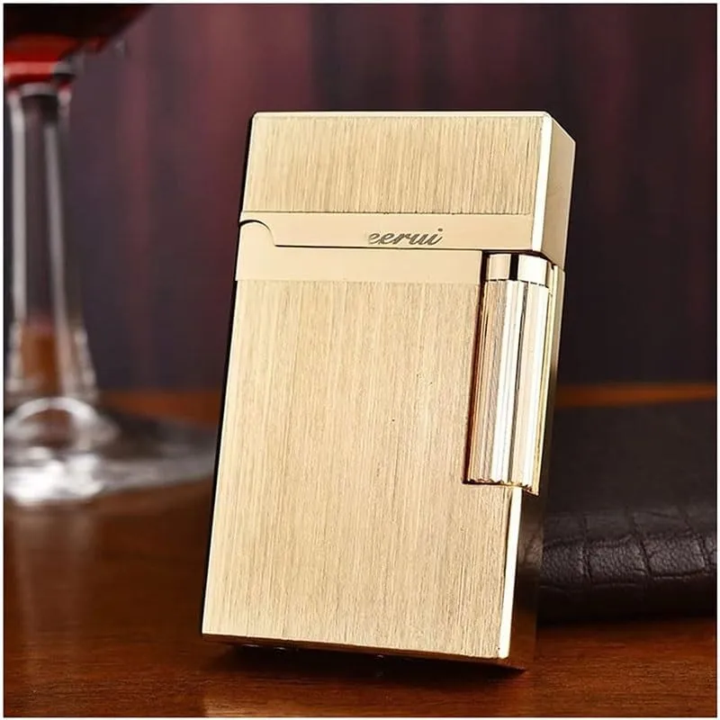 Flip Cover Flint Side Slip Igniter,Classic Grinding Wheel Lighter, Open Lid Ding Sound， Adjustable Soft Flame Lighter Butane Refillable Gas Lighter, Outdoor Cigarette/Cigar/Candle Gift Box Packaging(C