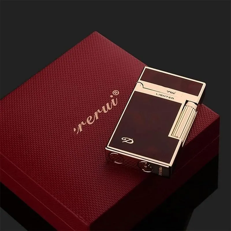 Flip Cover Flint Side Slip Igniter,Classic Grinding Wheel Lighter, Open Lid Ding Sound， Adjustable Soft Flame Lighter Butane Refillable Gas Lighter, Outdoor Cigarette/Cigar/Candle Gift Box Packaging(C