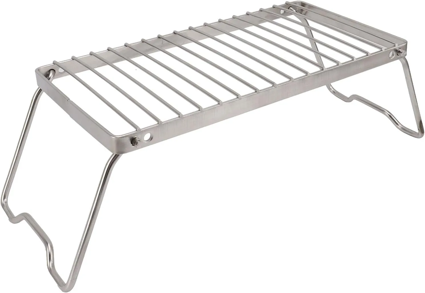 Folding Camping Grate, Portable Stainless Steel Adjustable Height Thicker Camp Fire Cooking Racks Draining Backpacking Grill for Outdoor Travel Camping Picnic BBQ
