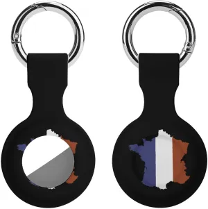 French Map Flag Fashion Cover Compatible with AirTag Holder Case with Keychain Anti-Scratch for Pet Luggage