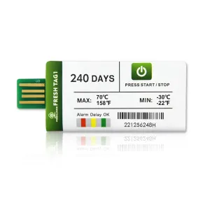 Freshliance 1pack Temperature Data Logger USB Disposable Temperature Recorder with 30000 Points, Auto PDF CSV Reports High Accuracy 240days Single Use for Frozen Transportation Cold Chain Fresh Tag 1