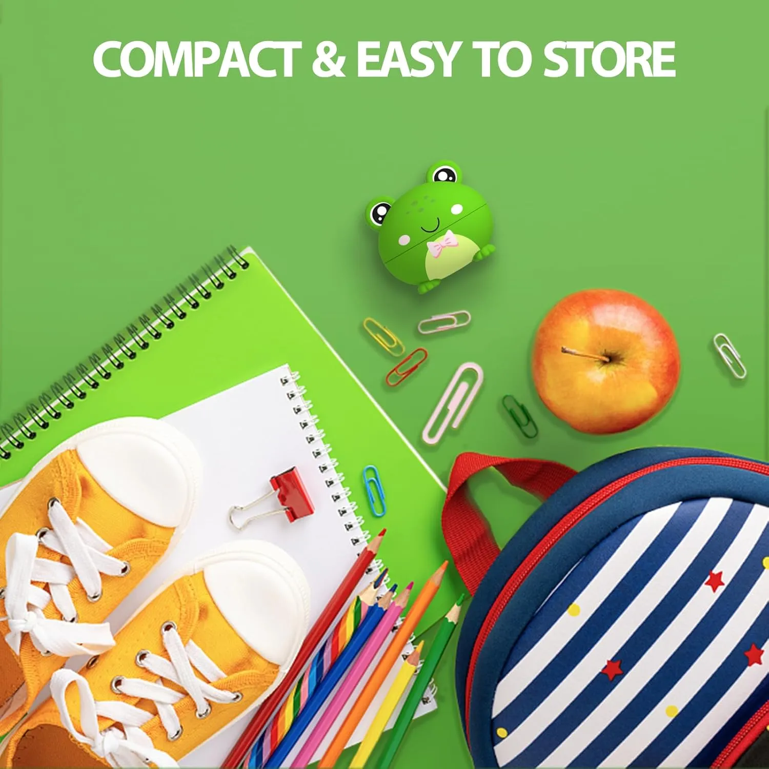 Frog Wireless Earbuds for Kids - 85dB Volume Limit, 30H Playtime, Bluetooth Headphones with Mic, Fast Charging, Small Ear Buds for iPad/Tablet/Travel/School