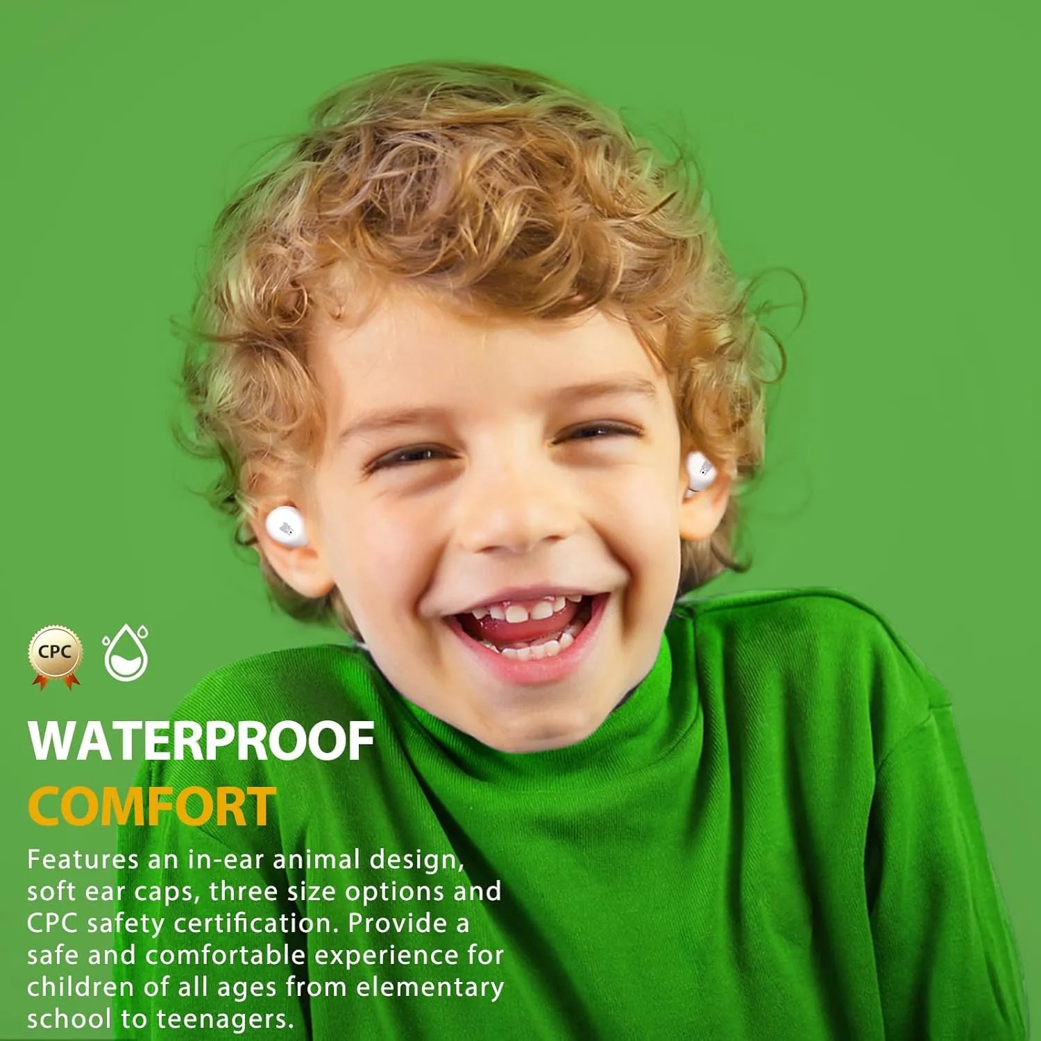 Frog Wireless Earbuds for Kids - 85dB Volume Limit, 30H Playtime, Bluetooth Headphones with Mic, Fast Charging, Small Ear Buds for iPad/Tablet/Travel/School