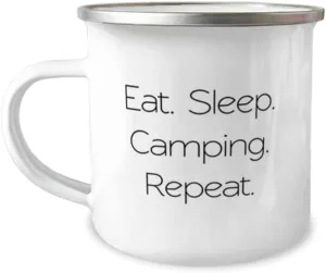 Fun Camping Gifts, Eat. Sleep. Camping. Repeat, Camping 12oz Camper Mug From Friends, For Friends, Outdoor gifts, Camping gear, Camping supplies, Camping equipment, Outdoor gear, Outdoor equipment
