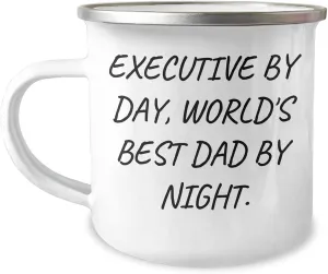 Funny Executive Gifts from Men - Executive By Day, World's Best Dad By Night Camping Mug for Father's Day