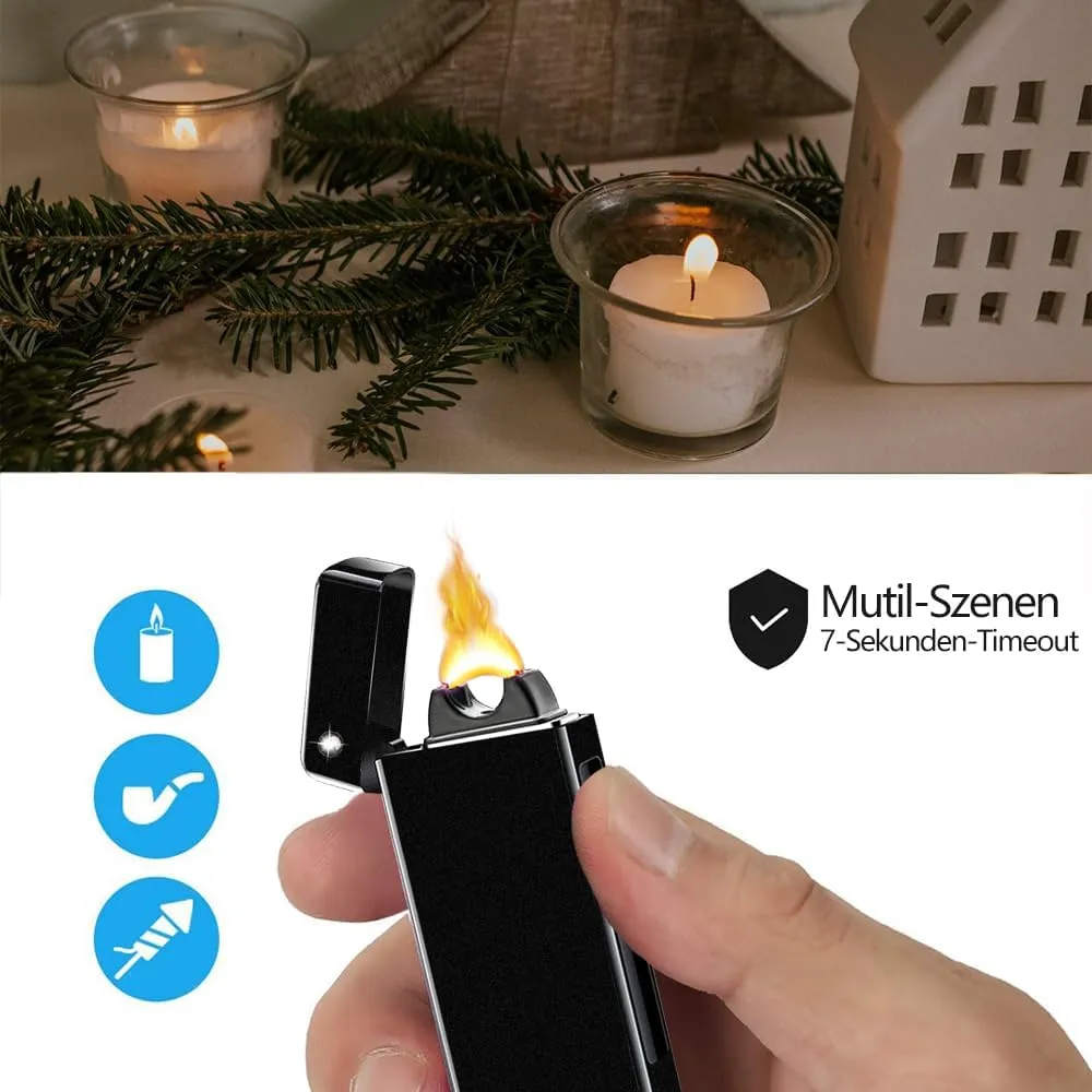 GADATOP Arc Plasma Flame Lighter USB Rechargeable Windproof Electric Lighter for Candle(Matte Black)