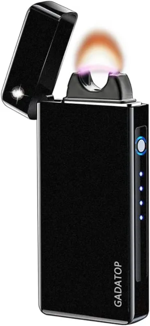 GADATOP Arc Plasma Flame Lighter USB Rechargeable Windproof Electric Lighter for Candle(Matte Black)