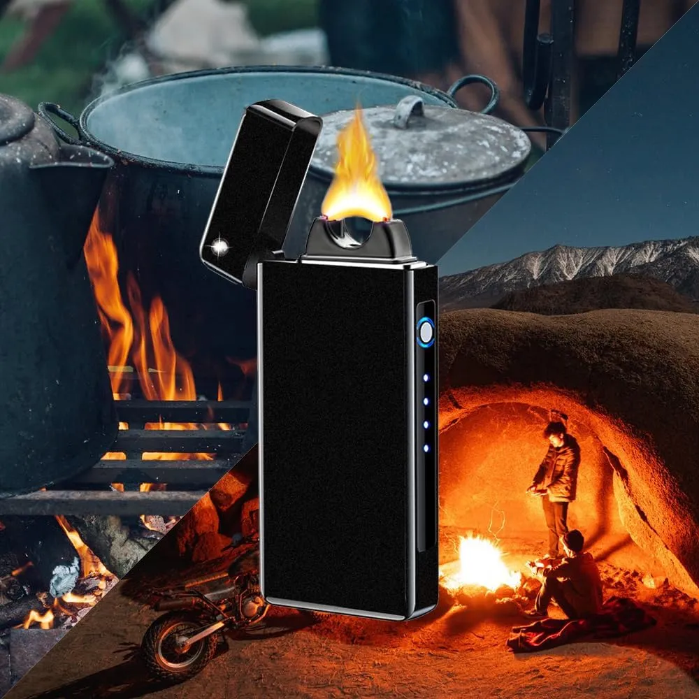 GADATOP Arc Plasma Flame Lighter USB Rechargeable Windproof Electric Lighter for Candle(Matte Black)