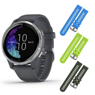 Garmin Venu GPS Smartwatch with AMOLED Display and Included Wearable4U 3 Straps Bundle
