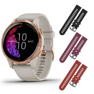 Garmin Venu GPS Smartwatch with AMOLED Display and Included Wearable4U 3 Straps Bundle