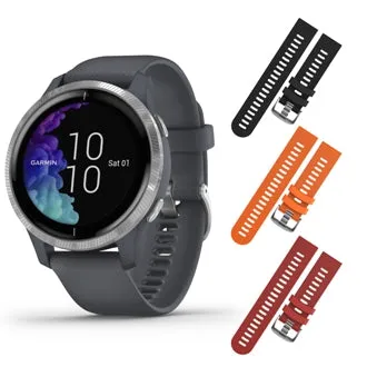 Garmin Venu GPS Smartwatch with AMOLED Display and Included Wearable4U 3 Straps Bundle