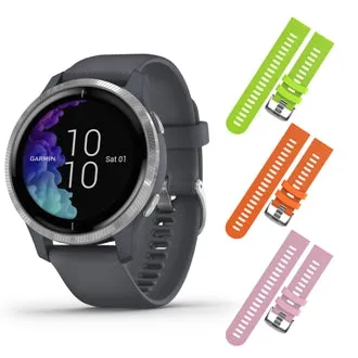 Garmin Venu GPS Smartwatch with AMOLED Display and Included Wearable4U 3 Straps Bundle