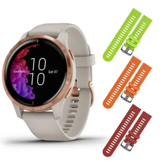 Garmin Venu GPS Smartwatch with AMOLED Display and Included Wearable4U 3 Straps Bundle