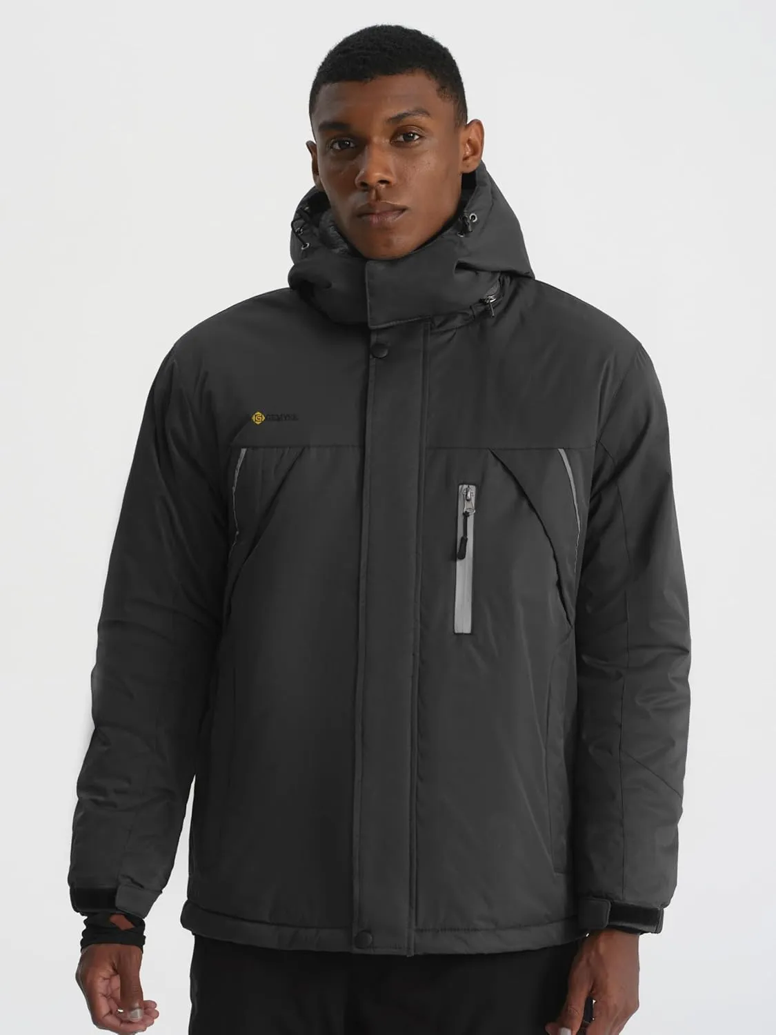 GEMYSE Men's Windproof Ski Jacket Warm Raincoats Snowboarding Hooded Parka With Multi-Pockets