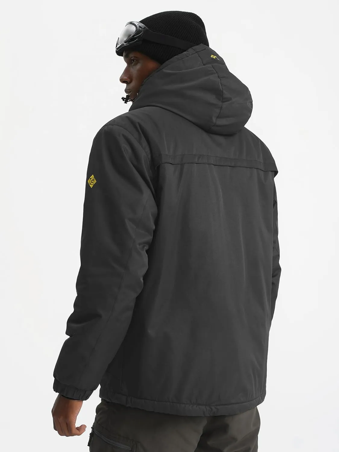 GEMYSE Men's Windproof Ski Jacket Warm Raincoats Snowboarding Hooded Parka With Multi-Pockets