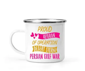 Gift Idea Inspirational Gift for Veterans Day, Commemorate Desert Storm - 12 Oz White Stainless Steel Camping Mug