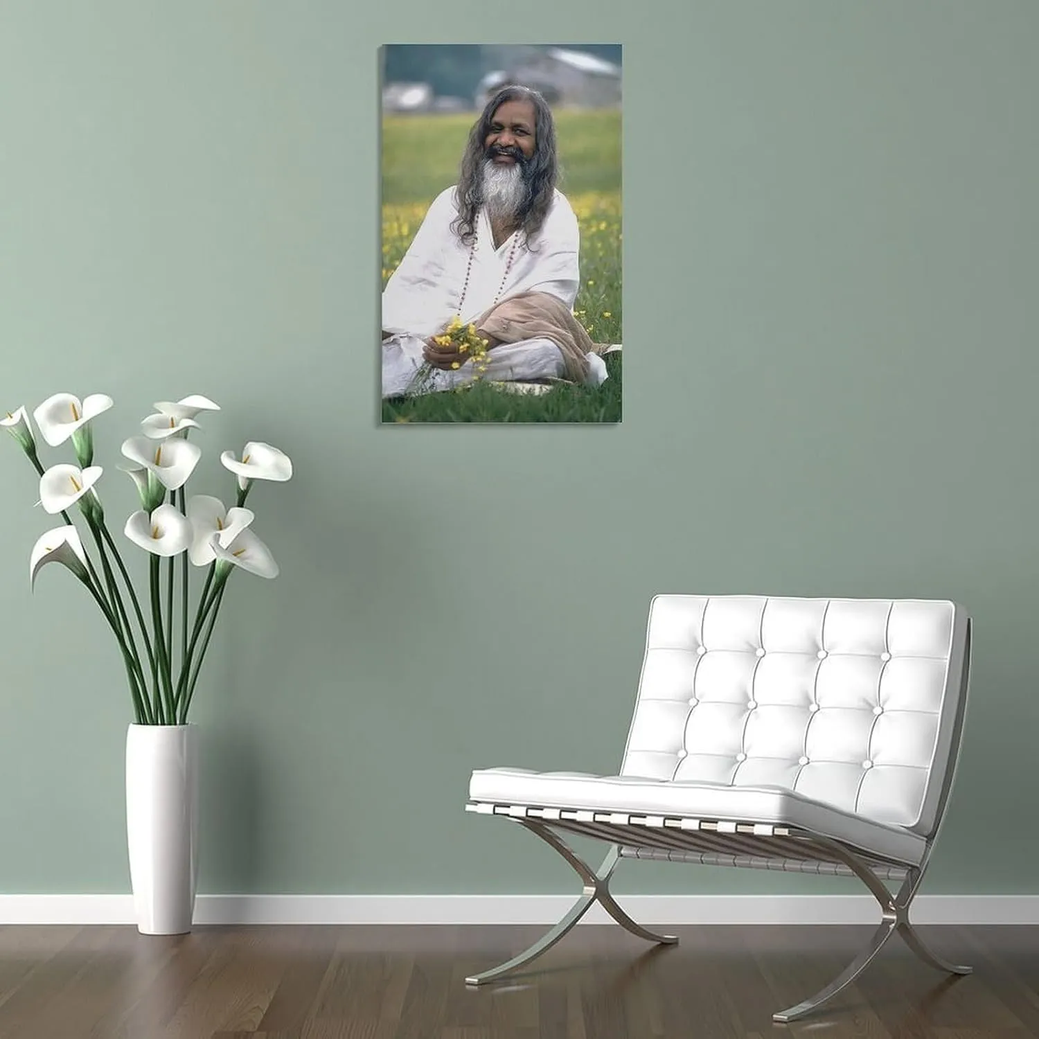 GIUUIIIII Maharishi Mahesh Yogi Portrait Poster Yoga Master Poster Canvas Wall Art Posters For Room Aesthetic And Decor Poster For Living Room Bedroom Office Decor 08x12inch(20x30cm)
