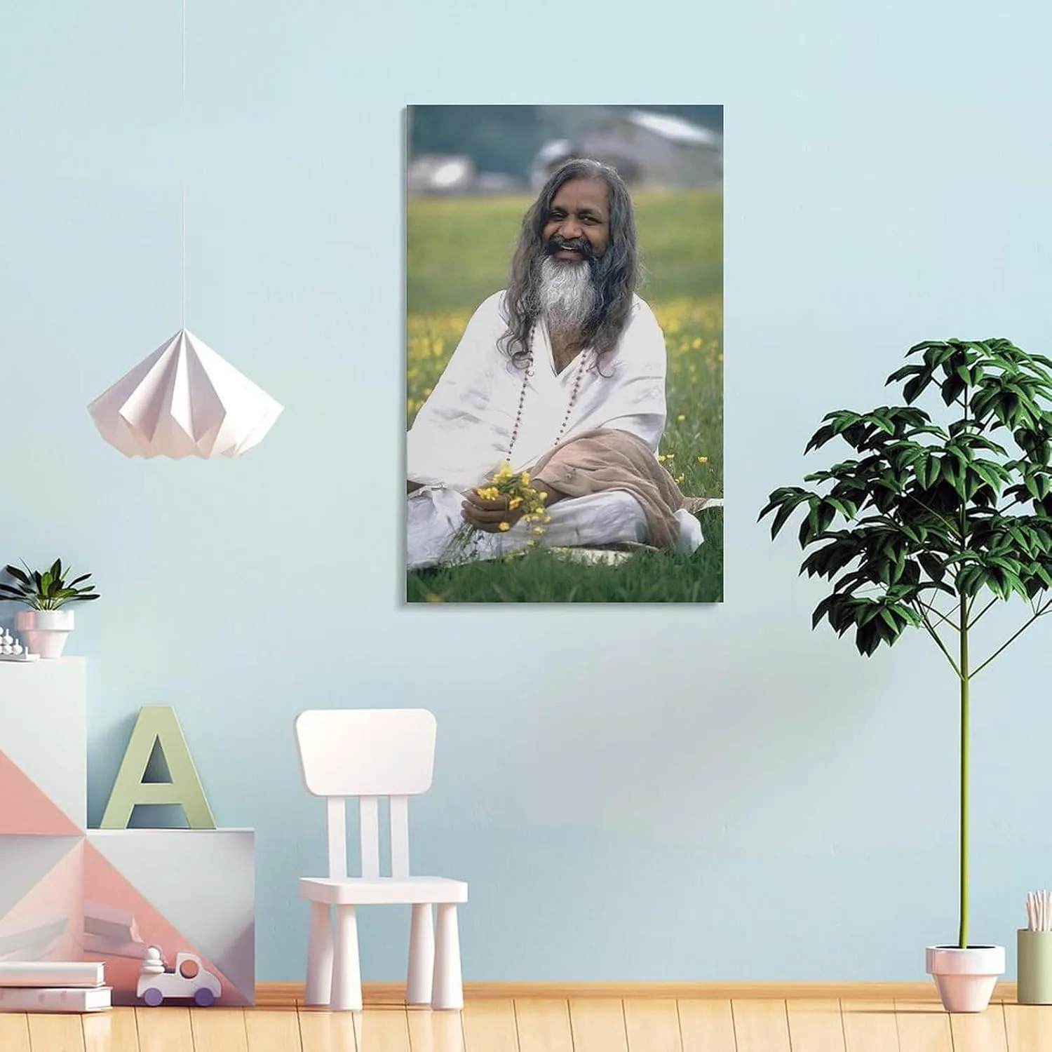 GIUUIIIII Maharishi Mahesh Yogi Portrait Poster Yoga Master Poster Canvas Wall Art Posters For Room Aesthetic And Decor Poster For Living Room Bedroom Office Decor 08x12inch(20x30cm)