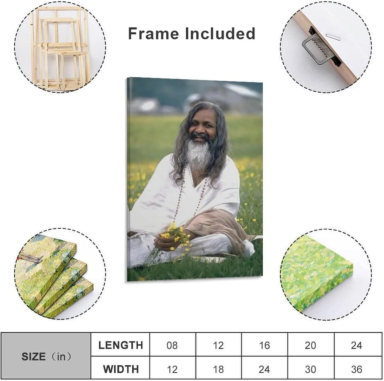 GIUUIIIII Maharishi Mahesh Yogi Portrait Poster Yoga Master Poster Canvas Wall Art Posters For Room Aesthetic And Decor Poster For Living Room Bedroom Office Decor 08x12inch(20x30cm)