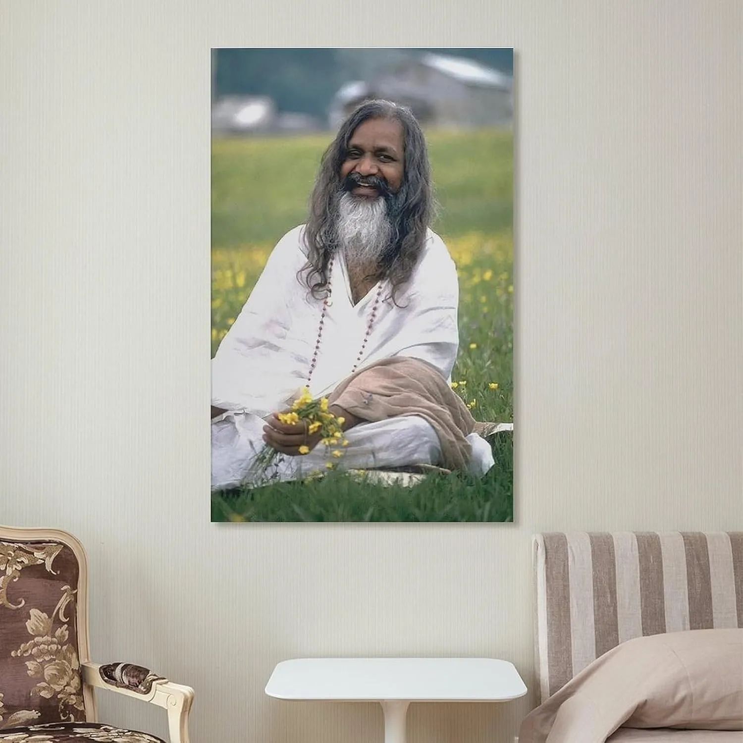 GIUUIIIII Maharishi Mahesh Yogi Portrait Poster Yoga Master Poster Canvas Wall Art Posters For Room Aesthetic And Decor Poster For Living Room Bedroom Office Decor 08x12inch(20x30cm)