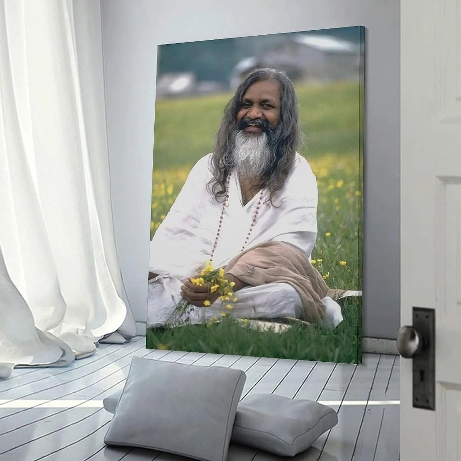 GIUUIIIII Maharishi Mahesh Yogi Portrait Poster Yoga Master Poster Canvas Wall Art Posters For Room Aesthetic And Decor Poster For Living Room Bedroom Office Decor 08x12inch(20x30cm)