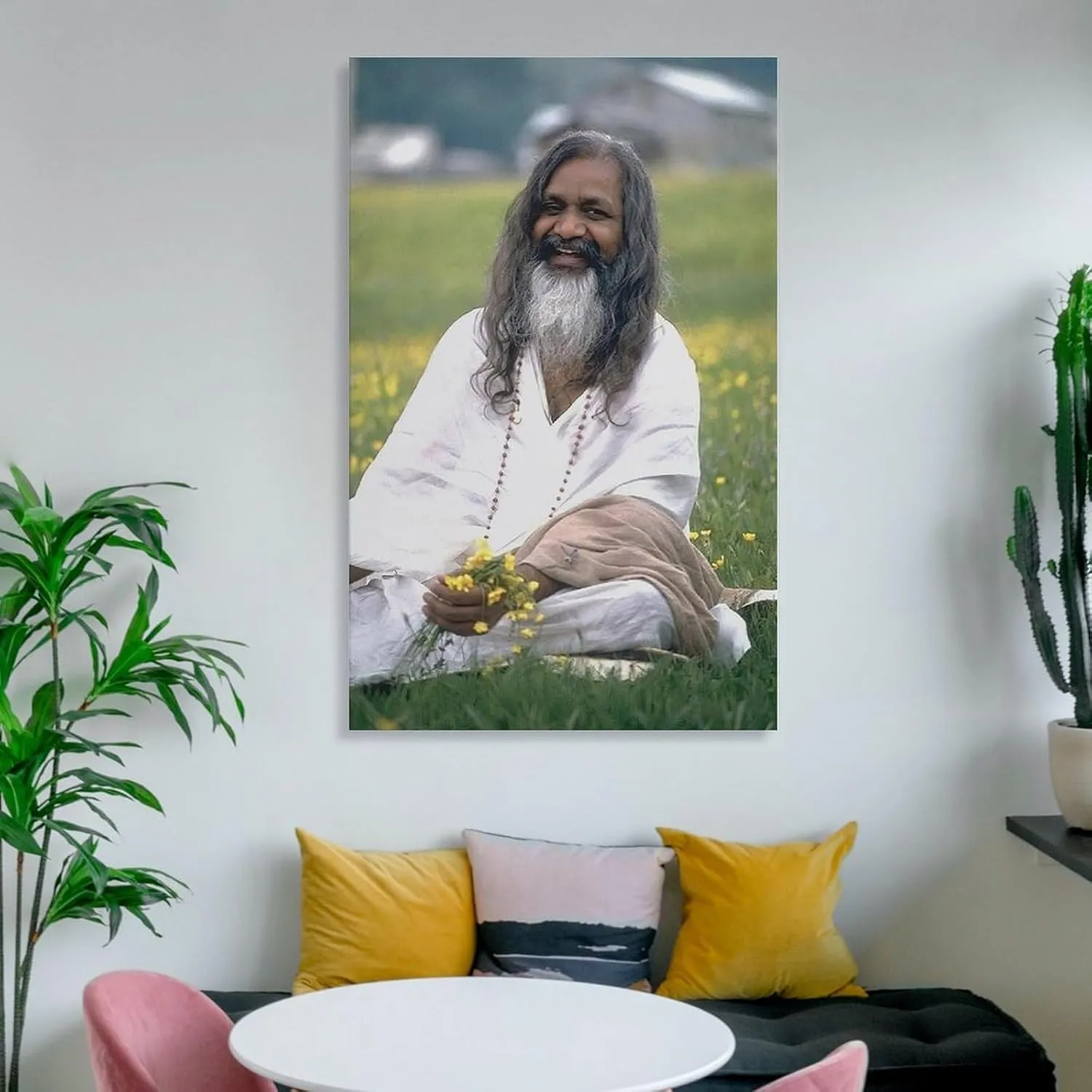 GIUUIIIII Maharishi Mahesh Yogi Portrait Poster Yoga Master Poster Canvas Wall Art Posters For Room Aesthetic And Decor Poster For Living Room Bedroom Office Decor 08x12inch(20x30cm)