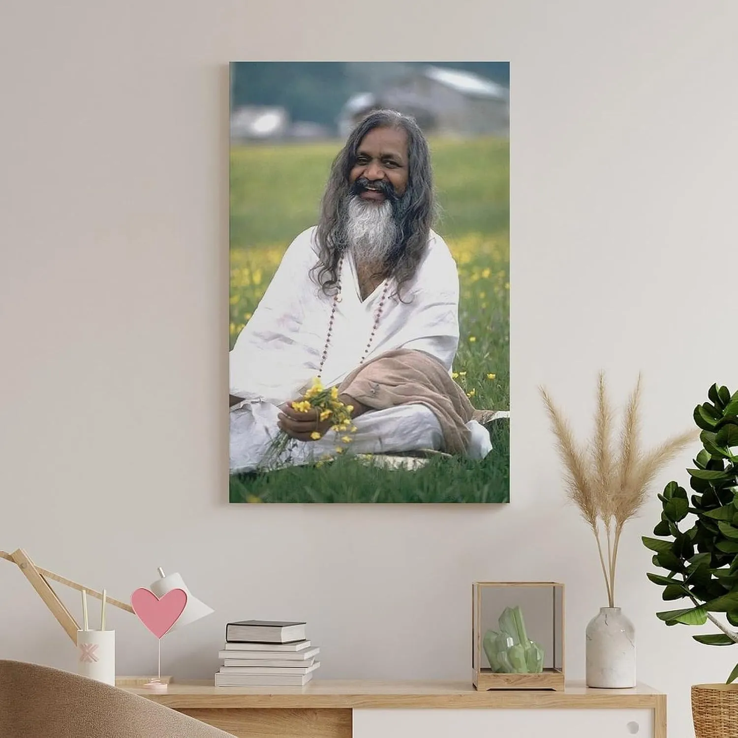 GIUUIIIII Maharishi Mahesh Yogi Portrait Poster Yoga Master Poster Canvas Wall Art Posters For Room Aesthetic And Decor Poster For Living Room Bedroom Office Decor 08x12inch(20x30cm)